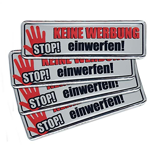 Keine Werbung einwerfen Stop 4X 3D-Chrome-Optik von Kiwistar