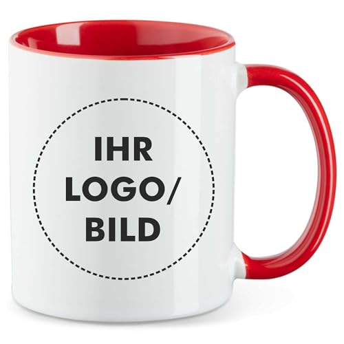 Kiwistar - 1x Keramik Tasse - rot - Becher - mit Logo bedruckt - 330 ml mit Firmenlogo - Motiv - bedruckt - Fototasse selbst gestalten - Werbetasse - Kaffeebecher mit Logo Kiwistar - 1x Keramik Tasse - rot - Becher - mit Logo bedruckt - 330 ml mit Firmenlogo - Motiv - bedruckt - Fototasse selbst gestalten - Werbetasse - Kaffeebecher mit Logo von Kiwistar
