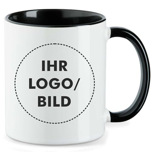 Kiwistar - 1x Kaffeetasse groß - Tasse - schwarz - Kaffeebecher - mit Logo bedruckt - 330 ml mit Firmenlogo - Fototasse selbst gestalten - Werbung mit Logo Kiwistar - 1x Kaffeetasse groß - Tasse - schwarz - Kaffeebecher - mit Logo bedruckt - 330 ml mit Firmenlogo - Fototasse selbst gestalten - Werbung mit Logo von Kiwistar