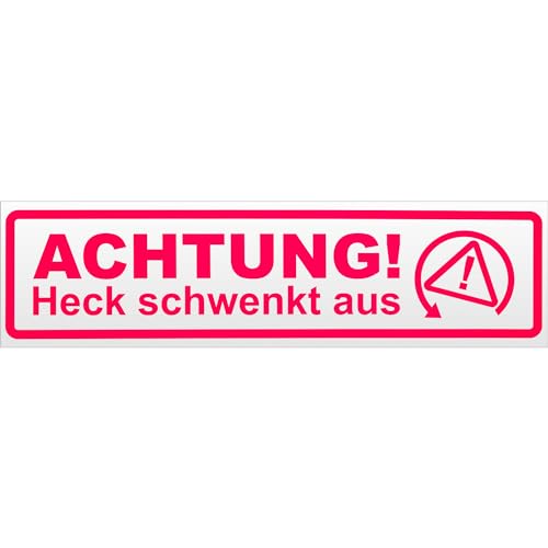 Kiwistar Achtung Heck schwenkt aus Magnetschild Schild magnetisch - 30cm Neonpink - Magnetfolie für Auto PKW Kfz von Kiwistar