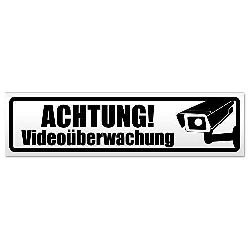 Kiwistar Achtung Videoüberwachung Magnetschild Schild magnetisch - 20cm Schwarz - Magnetfolie für Auto PKW Kfz von Kiwistar