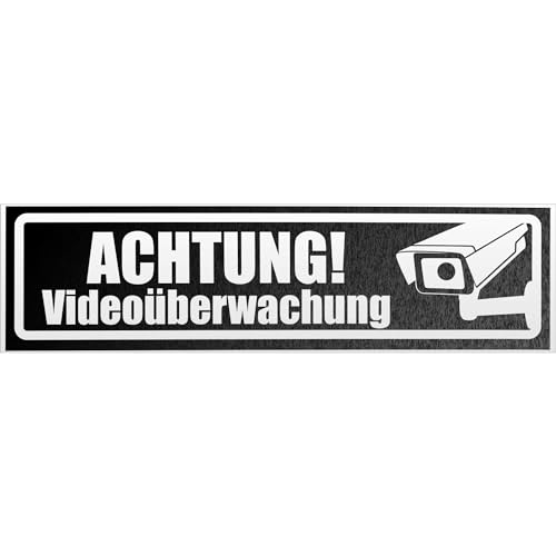 Kiwistar Achtung Videoüberwachung invertiert Magnetschild Schild magnetisch - 30cm Schwarz - reflektierend - Magnetfolie für Auto PKW Kfz von Kiwistar