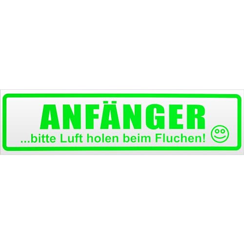 Kiwistar Anfänger - Bitte Luft Holen Magnetschild Schild magnetisch - 30cm Neongrün - Magnetfolie für Auto PKW Kfz von Kiwistar