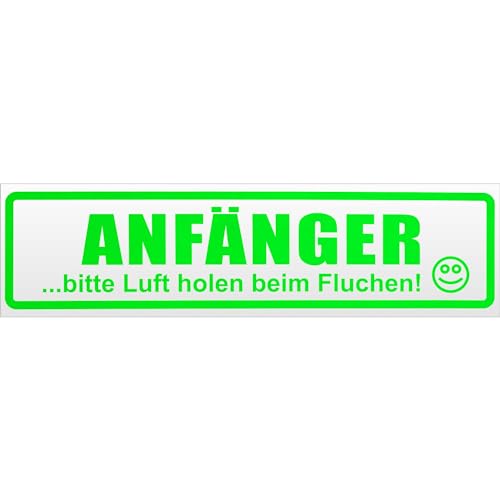 Kiwistar Magnetschild Anfänger - Bitte Luft Holen - 30cm Neongrün - magnetisch für Auto PKW Kfz - wiederverwendbares Hinweisschild aus Magnetfolie - für Fahrzeug, Truck von Kiwistar