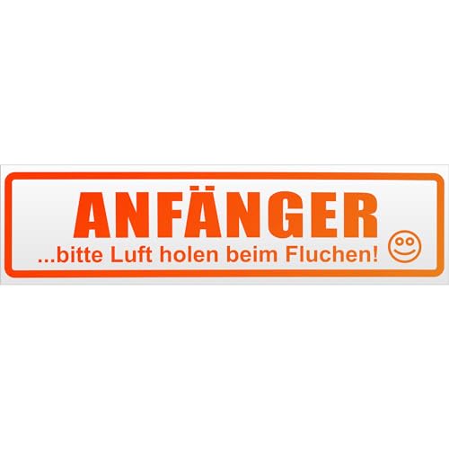 Kiwistar Anfänger - Bitte Luft Holen Magnetschild Schild magnetisch - 45cm Neonorange - Magnetfolie für Auto PKW Kfz von Kiwistar