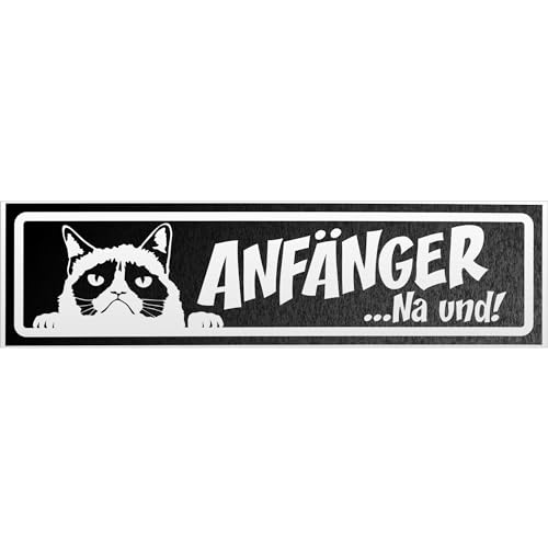 Kiwistar Anfänger NA und Katze invertiert Magnetschild Schild magnetisch - 30cm Schwarz - reflektierend - Magnetfolie für Auto PKW Kfz von Kiwistar