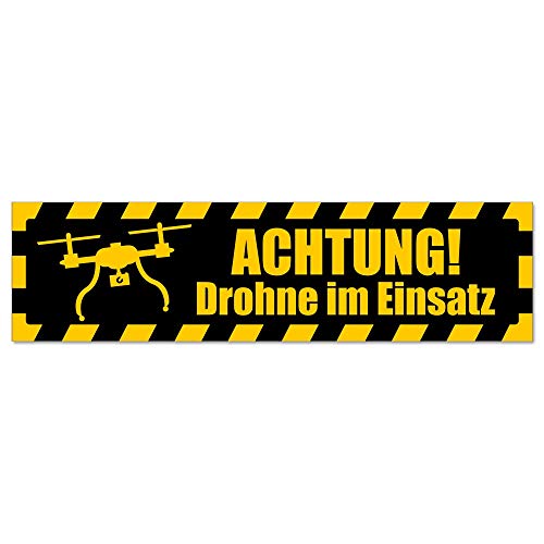 Kiwistar - Autoaufkleber - Achtung Drohne Einsatz gestreift - Hinweis Aufkleber Sticker für Auto, Kfz, Fahrrad, PKW, LKW von Kiwistar