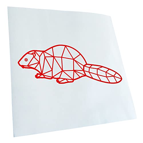 Kiwistar - Autoaufkleber - Biber Polygon - rot - 24x10cm - Aufkleber für Auto, Laptop, Fahrrad, LKW, Motorrad mehrfarbig JDM Decal Racing von Kiwistar