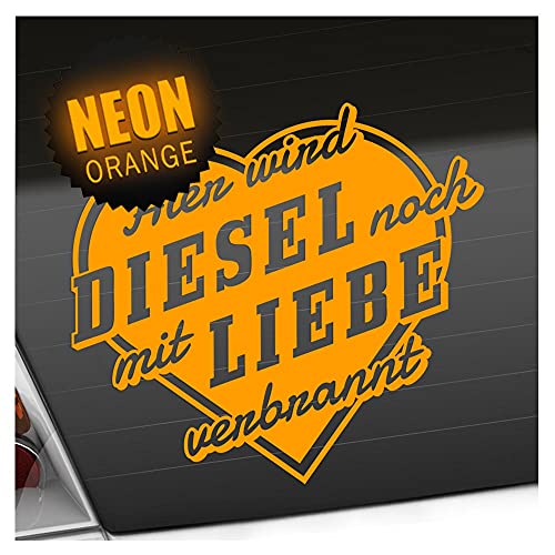 Kiwistar - Autoaufkleber - Diesel Liebe - Neon Matt - Aufkleber für Auto Kfz Fahrrad, LKW, Truck Mofa von Kiwistar