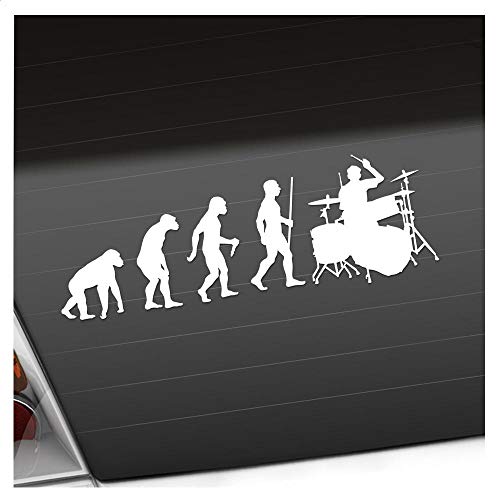 Kiwistar - Autoaufkleber - Evolution Schlagzeuger - Weiss - 24x8cm - Aufkleber für Auto, Laptop, Fahrrad, LKW, Motorrad mehrfarbig JDM Decal Racing von Kiwistar