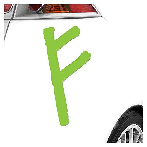 Kiwistar - Autoaufkleber - Futhark FEHU Rune - Neon Matt - Aufkleber für Auto Kfz Fahrrad, LKW, Truck Mofa von Kiwistar