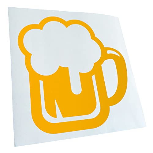 Kiwistar - Autoaufkleber - Gelb - 10x10cm - Bierkrug Bierfass Trinken Glas Sticker - Heckscheibe Auto Aufkleber wetterfest für Kfz LKW Mofa Truck - Sticker außen selbstklebend Tuning Zubehör für von Kiwistar