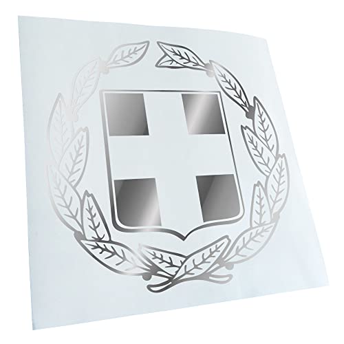 Kiwistar - Autoaufkleber - Griechenland Wappen - chrom - 10,5x10cm - Aufkleber für Auto, Laptop, Fahrrad, LKW, Motorrad mehrfarbig JDM Decal Racing von Kiwistar