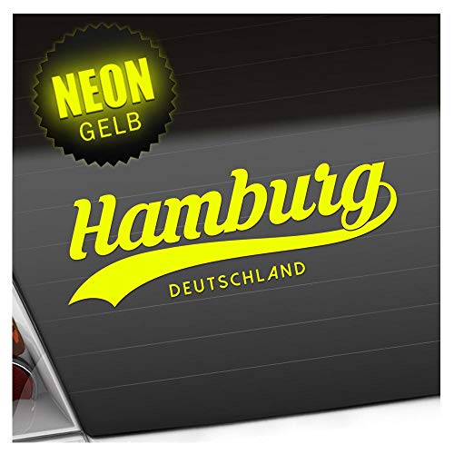 Kiwistar - Autoaufkleber - Hamburg Deutschland - Neongelb - 20x7cm - Aufkleber für Auto, Laptop, Fahrrad, LKW, Motorrad mehrfarbig JDM Decal Racing von Kiwistar