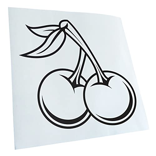 Kiwistar - Autoaufkleber - Mattschwarz - 11x10cm Kirschen Obst Comic - Heckscheibe Auto Aufkleber wetterfest für Kfz LKW Mofa Truck - Sticker außen selbstklebend Tuning Zubehör für Fenster Fahrzeug von Kiwistar