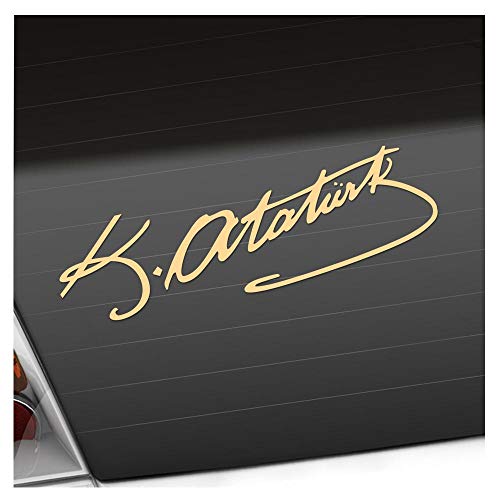 Kiwistar - Autoaufkleber - Mustafa Kemal Atatürk - Creme - 24x8cm - Aufkleber für Auto, Laptop, Fahrrad, LKW, Motorrad mehrfarbig JDM Decal Racing von Kiwistar