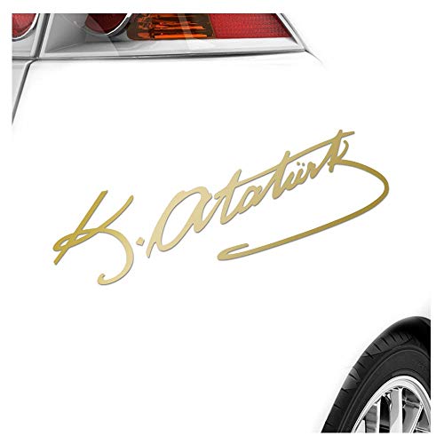 Kiwistar - Autoaufkleber - Mustafa Kemal Atatürk - Gold - 24x8cm - Aufkleber für Auto, Laptop, Fahrrad, LKW, Motorrad mehrfarbig JDM Decal Racing von Kiwistar