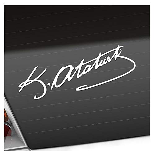 Kiwistar - Autoaufkleber - Mustafa Kemal Atatürk - Weiss - 50x16cm - Aufkleber für Auto, Laptop, Fahrrad, LKW, Motorrad mehrfarbig JDM Decal Racing von Kiwistar