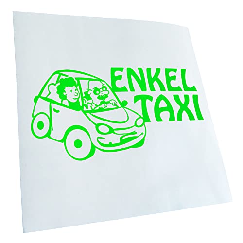 Kiwistar - Autoaufkleber - Neongrün - 30x15cm Enkeltaxi Großeltern Kinder Mädchen - Heckscheibe Auto Aufkleber wetterfest für Kfz LKW Mofa Truck - Sticker außen selbstklebend Tuning Zubehör für von Kiwistar