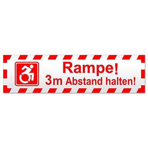 Kiwistar - Autoaufkleber - Rampe! Motiv 3m Abstand gestreift - Hinweis Aufkleber Sticker für Auto, Kfz, Fahrrad, PKW, LKW von Kiwistar