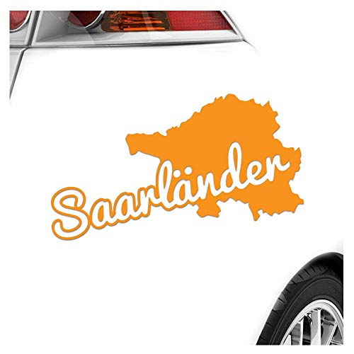 Kiwistar - Autoaufkleber - Saarländer Saarland Herkunft - Orange - 24x12cm - Aufkleber für Auto, Laptop, Fahrrad, LKW, Motorrad mehrfarbig JDM Decal Racing von Kiwistar