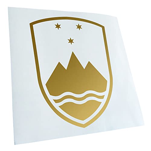 Kiwistar - Autoaufkleber - Slowenien Wappen - gold - 13,2x10cm - Aufkleber für Auto, Laptop, Fahrrad, LKW, Motorrad mehrfarbig JDM Decal Racing von Kiwistar