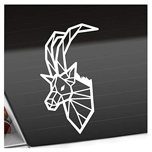 Kiwistar - Autoaufkleber - Steinbock Polygon - Weiss - 16x10cm - Aufkleber für Auto, Laptop, Fahrrad, LKW, Motorrad mehrfarbig JDM Decal Racing von Kiwistar