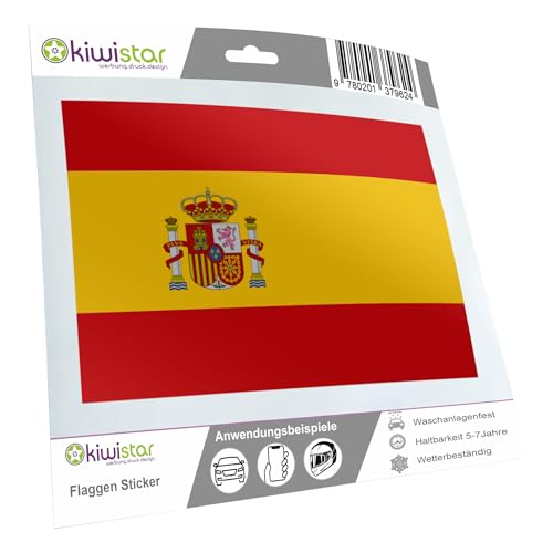 Kiwistar - Autoaufkleber Sticker Fahne Flagge Aufkleber 10cm Spanien Flagge Länder Wappen Fahne Sticker Kennzeichen - Auto - Fahrrad - LKW Kiwistar - Autoaufkleber Sticker Fahne Flagge Aufkleber 10cm Spanien Flagge Länder Wappen Fahne Sticker Kennzeichen - Auto - Fahrrad - LKW von Kiwistar