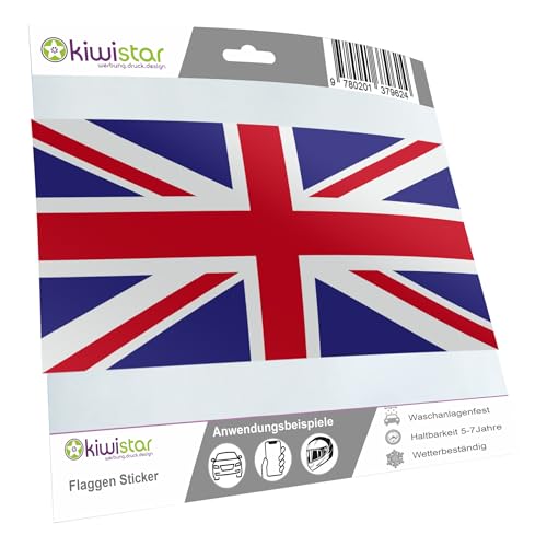Kiwistar - Autoaufkleber Sticker Fahne Flagge Aufkleber 10cm Vereinigtes Königreich Flagge Länder Wappen Fahne Sticker Kennzeichen - Auto - Fahrrad - LKW von Kiwistar
