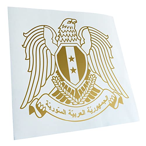 Kiwistar - Autoaufkleber - Syrien Wappen - gold - 30x29cm - Aufkleber für Auto, Laptop, Fahrrad, LKW, Motorrad mehrfarbig JDM Decal Racing von Kiwistar