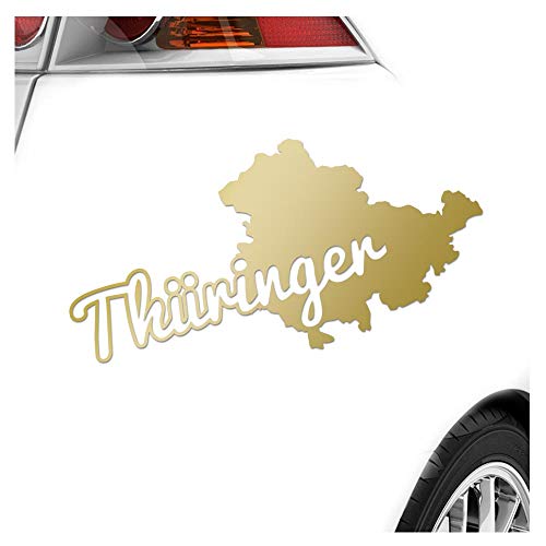 Kiwistar - Autoaufkleber - Thüringen Thüringer Herkunft - Gold - 24x12cm - Aufkleber für Auto, Laptop, Fahrrad, LKW, Motorrad mehrfarbig JDM Decal Racing von Kiwistar