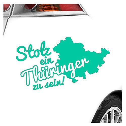 Kiwistar - Autoaufkleber - Thüringen Thüringer Stolz - Türkis - 20x10cm - Aufkleber für Auto, Laptop, Fahrrad, LKW, Motorrad mehrfarbig JDM Decal Racing von Kiwistar