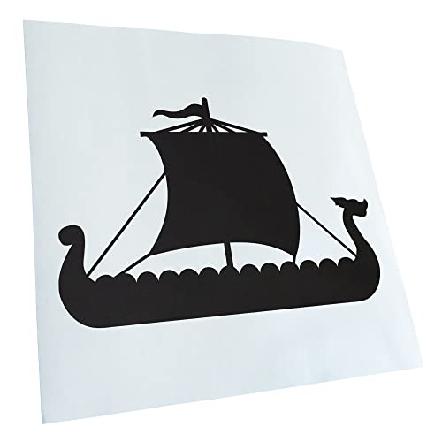 Kiwistar - Autoaufkleber - Wikinger Schiff Drachenboot - mattschwarz - 60x40cm - Aufkleber für Auto, Laptop, Fahrrad, LKW, Motorrad mehrfarbig JDM Decal Racing von Kiwistar