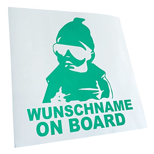 Kiwistar - Autoaufkleber - Wunschname on Board Baby - türkis - 40cm Höhe - Aufkleber für Auto, Laptop, Fahrrad, LKW, Motorrad mehrfarbig JDM Decal Racing von Kiwistar