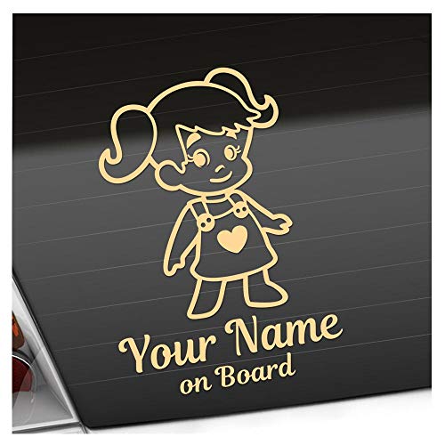 Kiwistar - Babyaufkleber - Creme - Mädchen Zöpfe Herz Sticker - mit Wunschtext individuell personalisiert + on Board 20cm - für Auto, Motorrad, Fahrrad, Tuning von Kiwistar