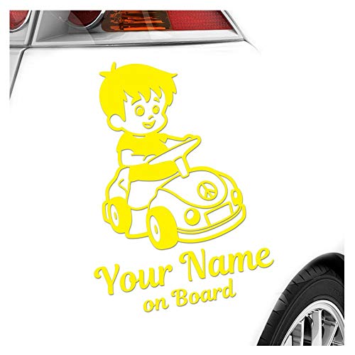 Kiwistar - Babyaufkleber - Gelb - Junge Auto Sticker - mit Wunschtext individuell personalisiert + on Board 15cm - für Auto, Motorrad, Fahrrad, Tuning Kiwistar - Babyaufkleber - Gelb - Junge Auto Sticker - mit Wunschtext individuell personalisiert + on Board 15cm - für Auto, Motorrad, Fahrrad, Tuning von Kiwistar