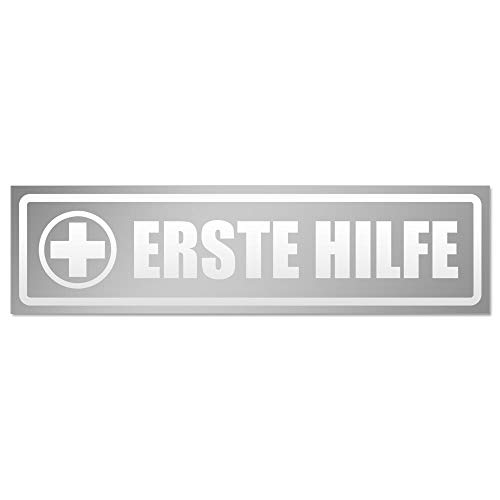 Kiwistar Magnetschild Erste Hilfe invertiert - 20cm Silber - magnetisch für Auto PKW Kfz - wiederverwendbares Hinweisschild aus Magnetfolie - für Fahrzeug, Truck von Kiwistar