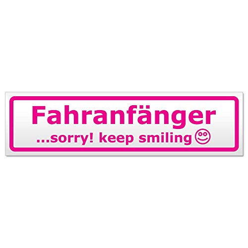 Kiwistar Fahranfänger - Sorry! Keep Smiling Magnetschild Schild magnetisch - 30cm Pink - Magnetfolie für Auto PKW Kfz von Kiwistar