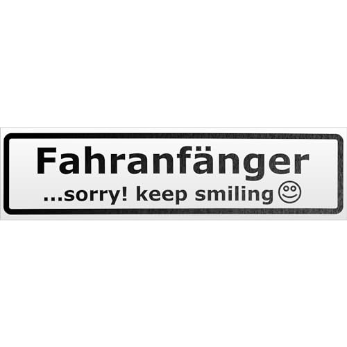 Kiwistar Fahranfänger - Sorry! Keep Smiling Magnetschild Schild magnetisch - 30cm Schwarz - reflektierend - Magnetfolie für Auto PKW Kfz von Kiwistar