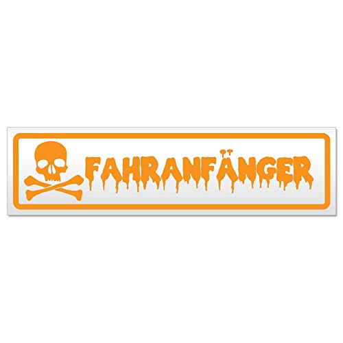Kiwistar Fahranfänger Totenkopf Magnetschild Schild magnetisch - 30cm Orange - Magnetfolie für Auto PKW Kfz von Kiwistar