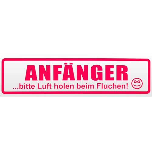 Kiwistar Anfänger - Bitte Luft Holen Magnetschild Schild magnetisch - 20cm Neonpink - Magnetfolie für Auto PKW Kfz von Kiwistar