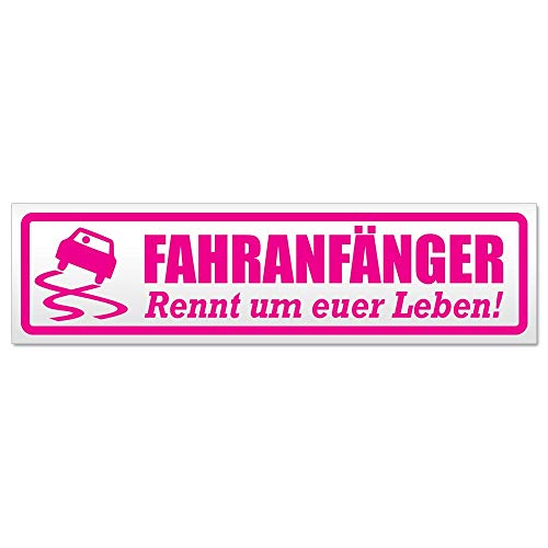 Kiwistar Fahranfänger rennt Leben V2 Magnetschild Schild magnetisch - 30cm Pink - Magnetfolie für Auto PKW Kfz von Kiwistar