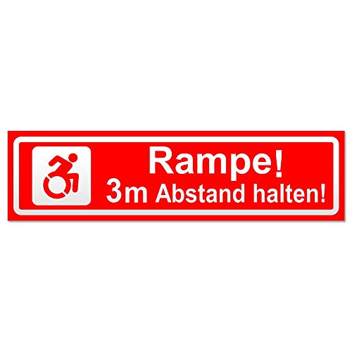 Kiwistar Rampe Motiv 3m Abstand invertiert Magnetschild Schild magnetisch - 30cm Rot - Magnetfolie für Auto PKW Kfz von Kiwistar