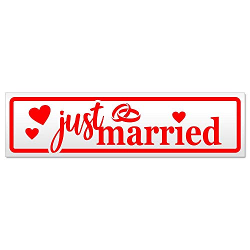 Kiwistar Just Married Ringe Herzen Magnetschild Schild magnetisch - 30cm Rot - Magnetfolie für Auto PKW Kfz von Kiwistar