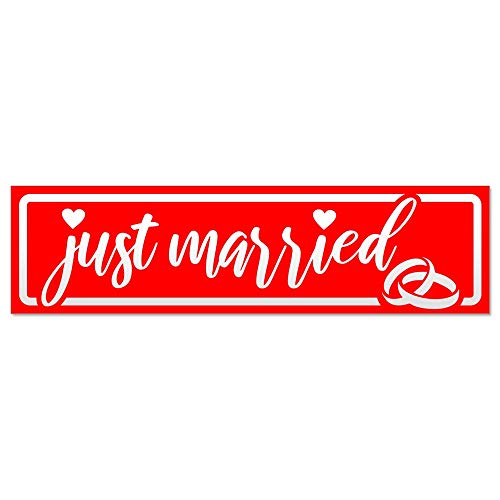 Kiwistar Just Married Ringe Hochzeit invertiert Magnetschild Schild magnetisch - 30cm Rot - Magnetfolie für Auto PKW Kfz von Kiwistar