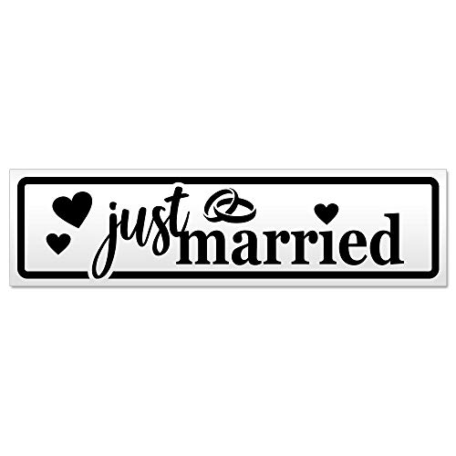 Kiwistar Just Married Ringe Herzen Magnetschild Schild magnetisch - 30cm Schwarz - Magnetfolie für Auto PKW Kfz von Kiwistar