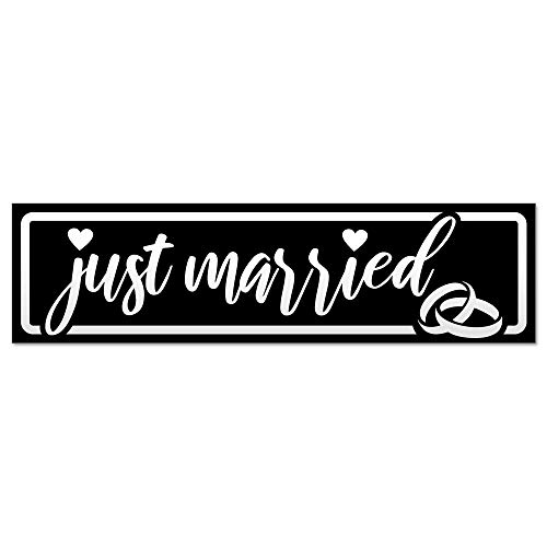 Kiwistar Just Married Ringe Hochzeit invertiert Magnetschild Schild magnetisch - 30cm Schwarz - Magnetfolie für Auto PKW Kfz von Kiwistar