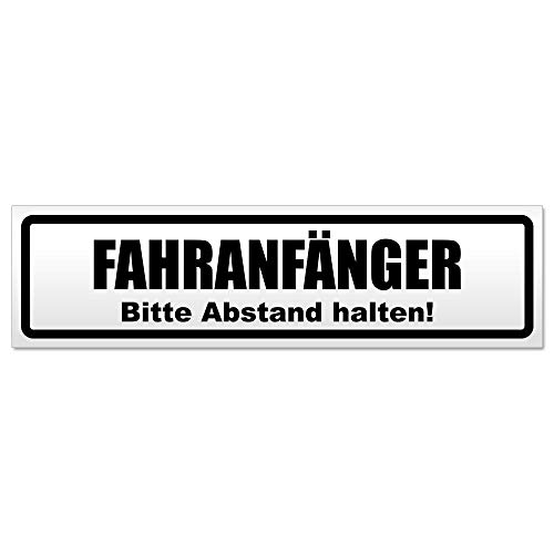 Fahranfänger. Bitte Abstand halten! Magnetschild Schild magnetisch - 30cm Schwarz - Magnetfolie für Auto PKW Kfz von Kiwistar