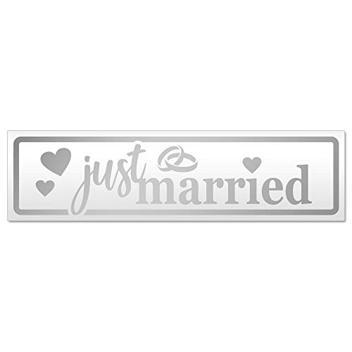 Kiwistar Just Married Ringe Herzen Magnetschild Schild magnetisch - 30cm Silber - Magnetfolie für Auto PKW Kfz von Kiwistar