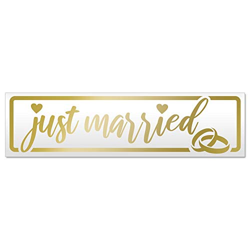 Kiwistar Just Married Ringe Hochzeit Magnetschild Schild magnetisch - 45cm Gold - Magnetfolie für Auto PKW Kfz von Kiwistar